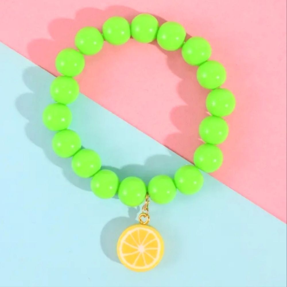 Girls Cute Soft Pottery Fruit Pendant Colorful Kids Bead Bracelet